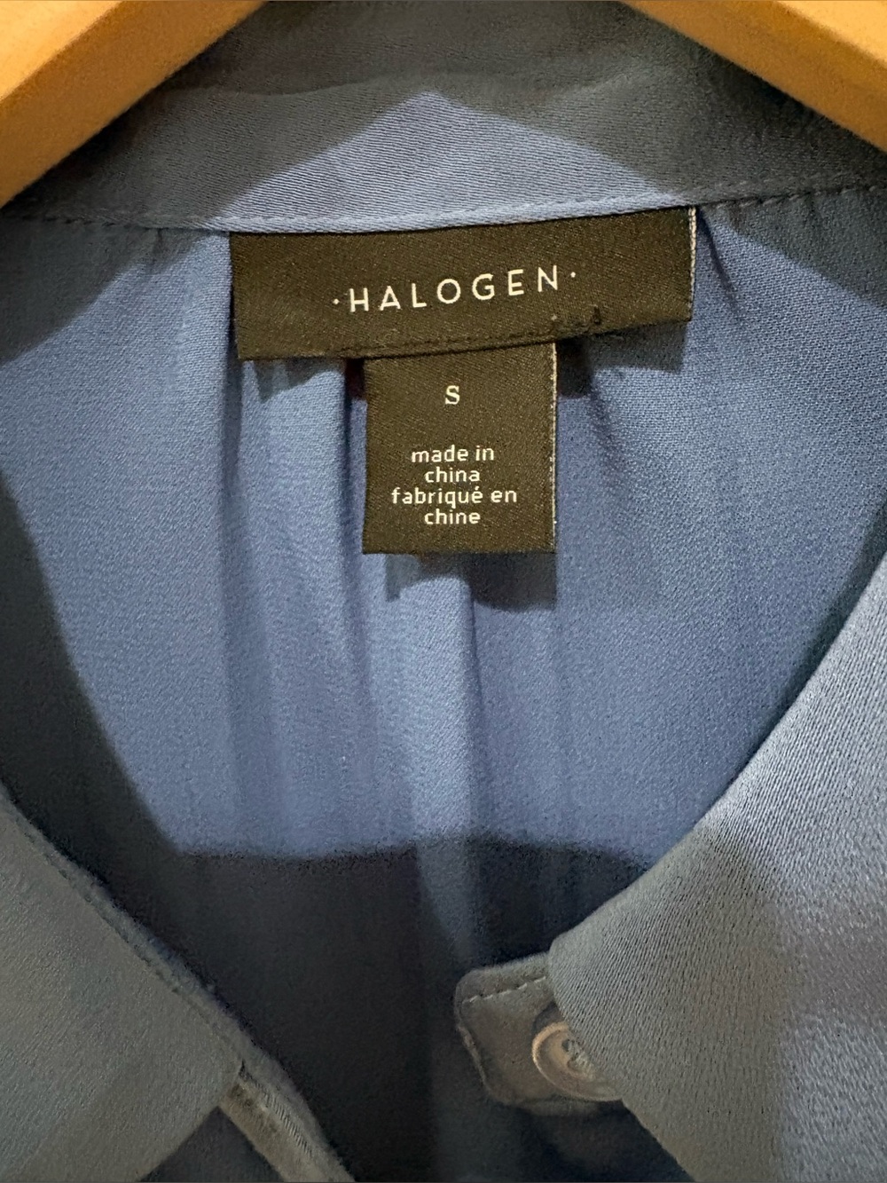 Halogen Satin Button-Up Shirt in Dusty Blue - Picture 3 of 4